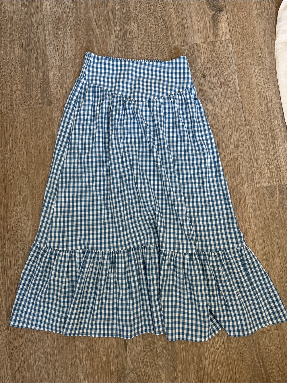 WILD FABLE / Blue Gingham Tiered Maxi Skirt